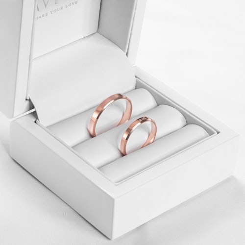 Obrączki ślubne: różowe złoto, z fazą, 3 mm